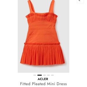 COPY - Acler Orange Fitted Pleated Mini Dress